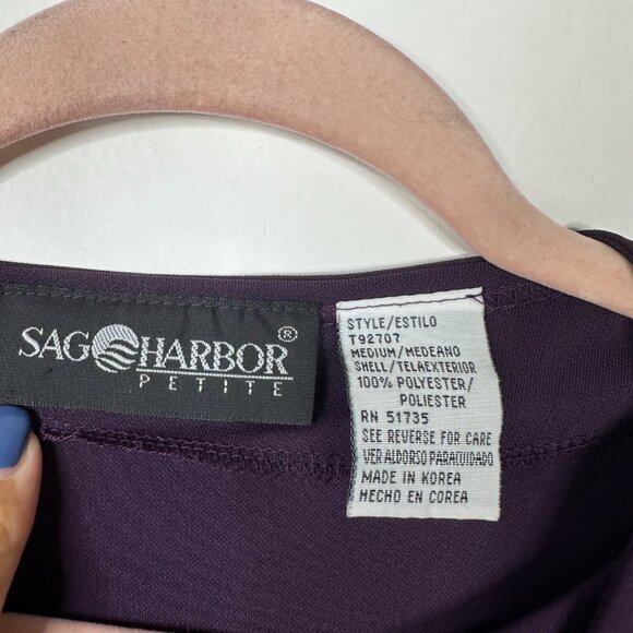 2/$24 Sag Harbor Integrated Shell Cardigan Top Eggplant Medium #A0344 TRB2 - Picture 5 of 6